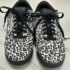 Reebok Leopard Print Sneakers - Black, White, Brown